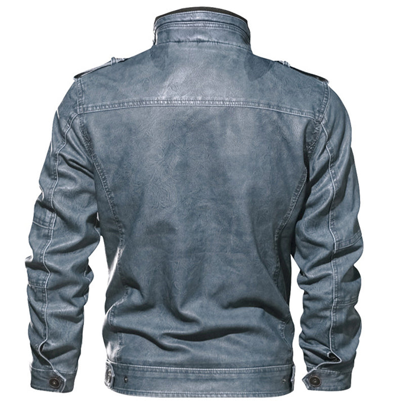 Men Leather Jacket Casual Windproof