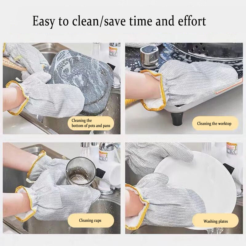 Kitchen Bamboo Fiber Non-oily Dishwashing Gloves