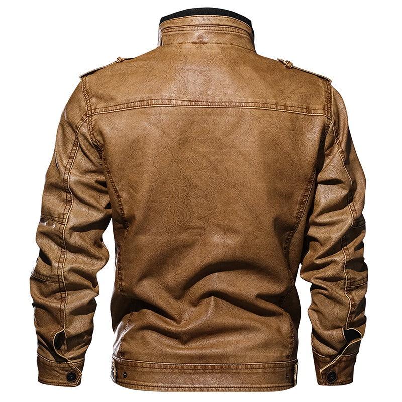 Men Leather Jacket Casual Windproof