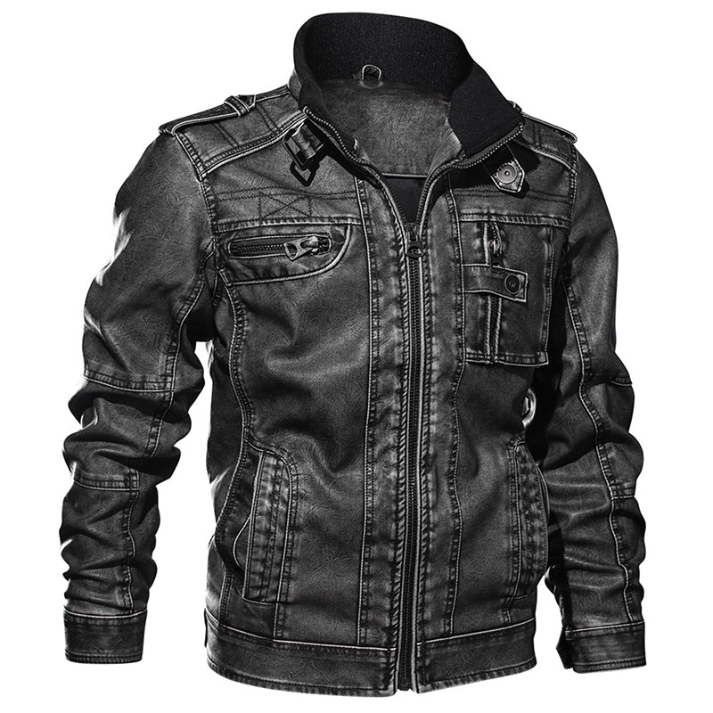 Men Leather Jacket Casual Windproof