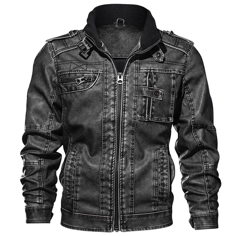 Men Leather Jacket Casual Windproof