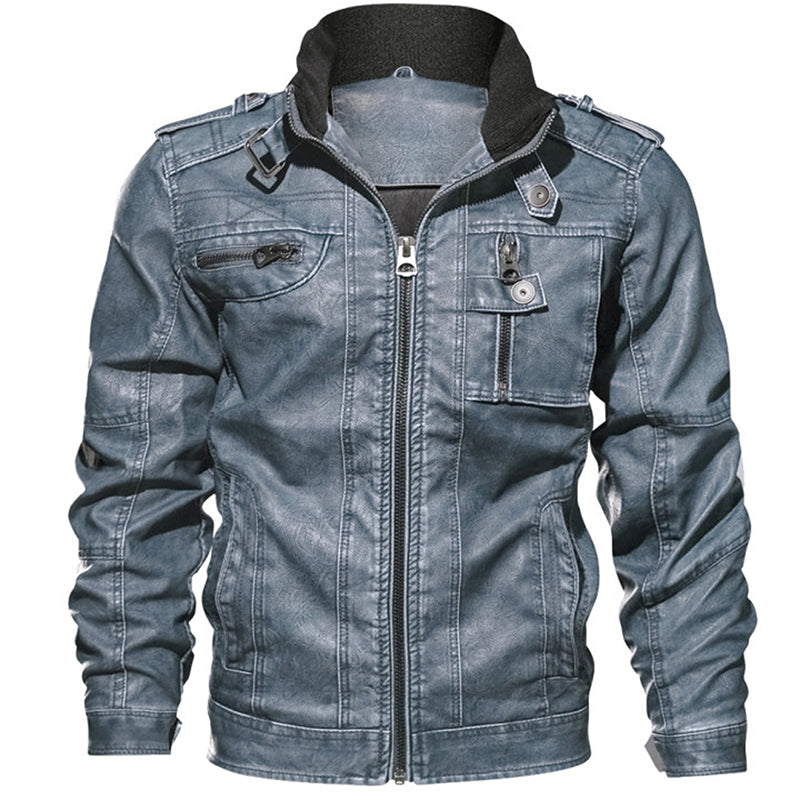 Men Leather Jacket Casual Windproof