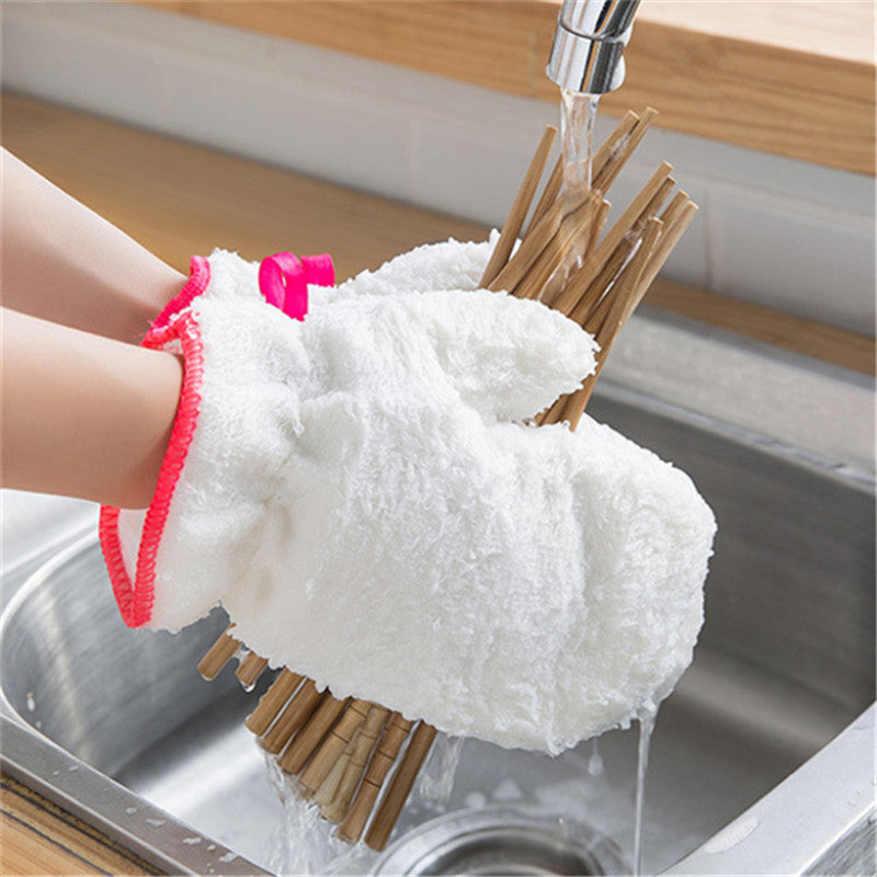 Kitchen Bamboo Fiber Non-oily Dishwashing Gloves