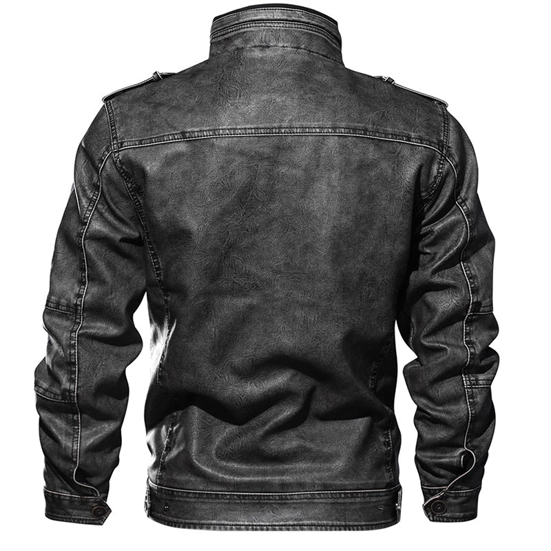 Men Leather Jacket Casual Windproof