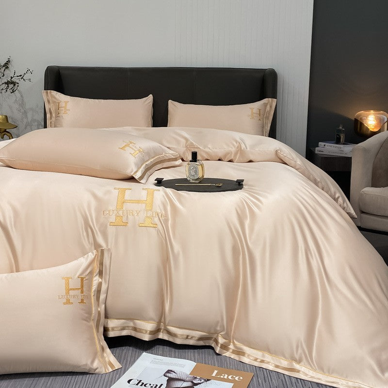 Washed Silk Bedding Four-piece Set Light Luxury Double-sided