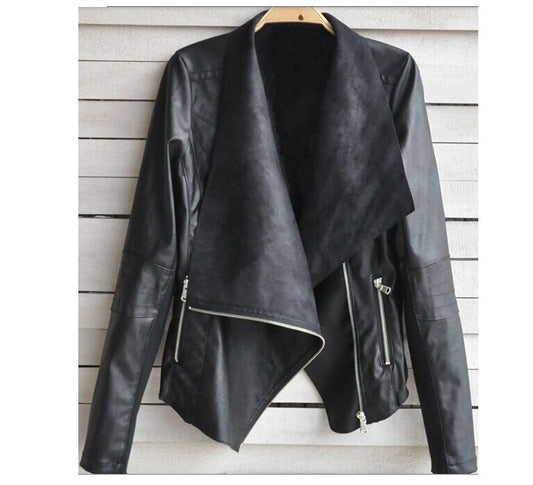 Winter Women Coat Motorcycle Leather Jacket PU Clothes