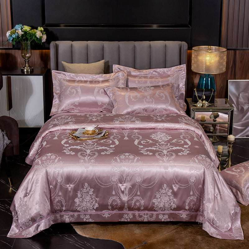 Ice Silk Jacquard European Luxury High-end Linen And Cotton Bedding Set