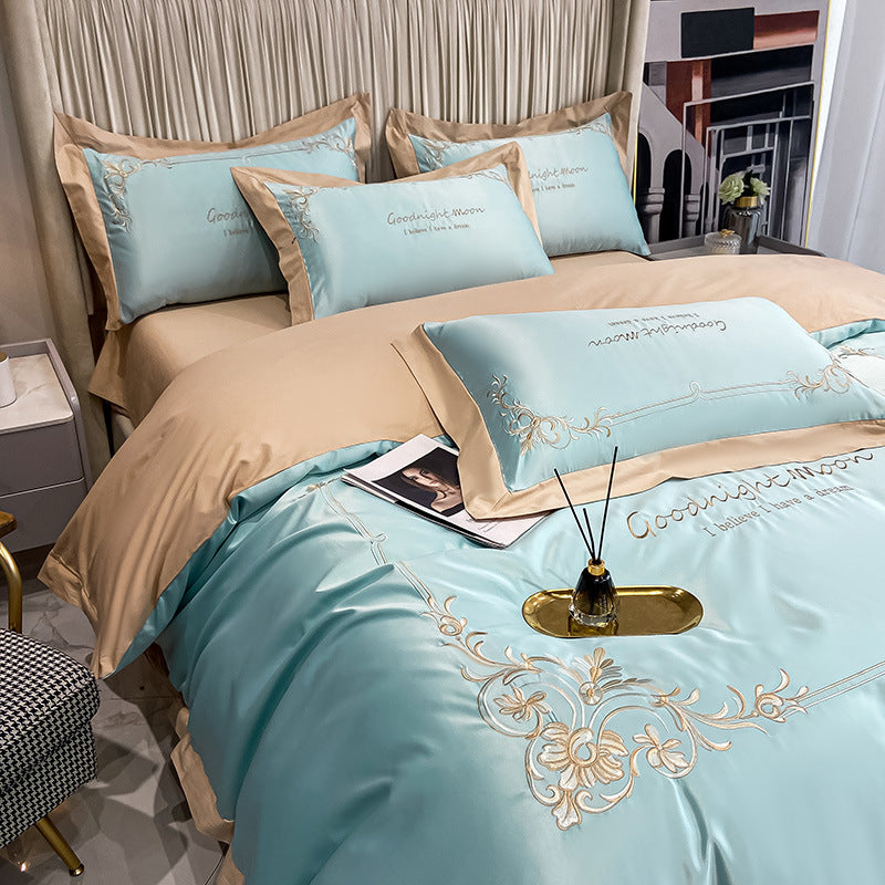 Four-piece Pure Cotton Washed Silk Embroidered Bedding Set