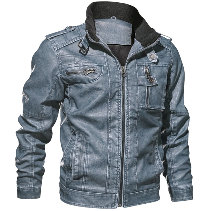 Men Leather Jacket Casual Windproof